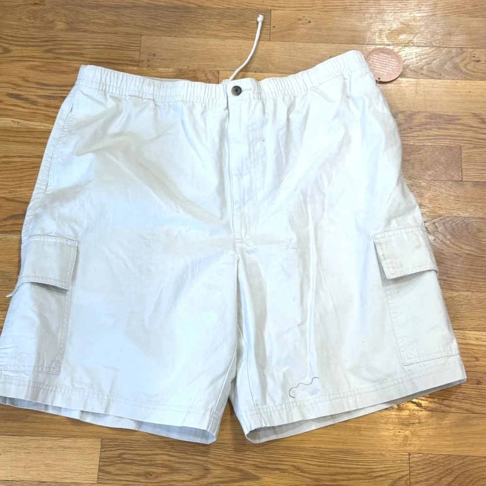 Haggar Mens The Weekend Cargo Shorts 38W String Beige 9 Inseam Cotton 453521 252